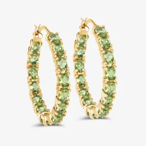 14k Gold Plated Peridot Hoop Earrings