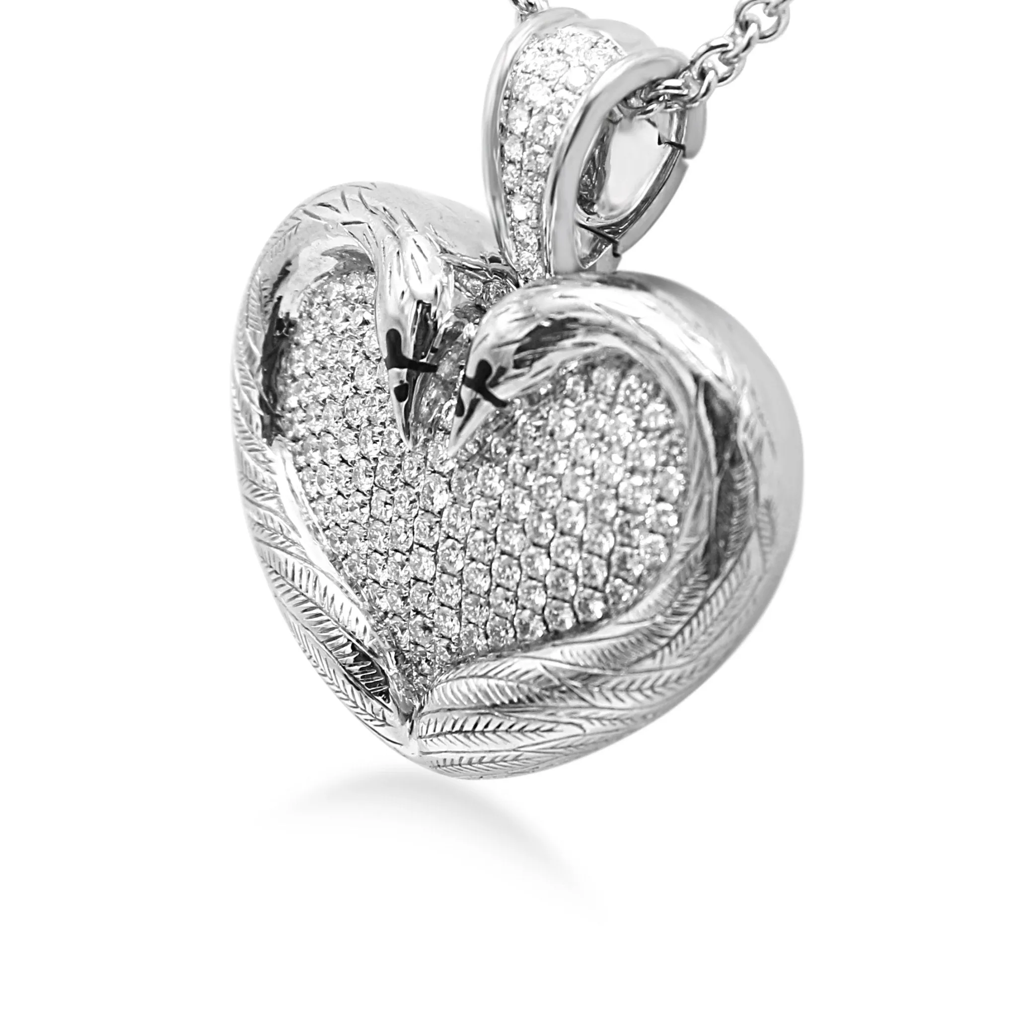 18ct Diamond Swan/Heart 'Art' Pendant Necklace - by Theo Fennell