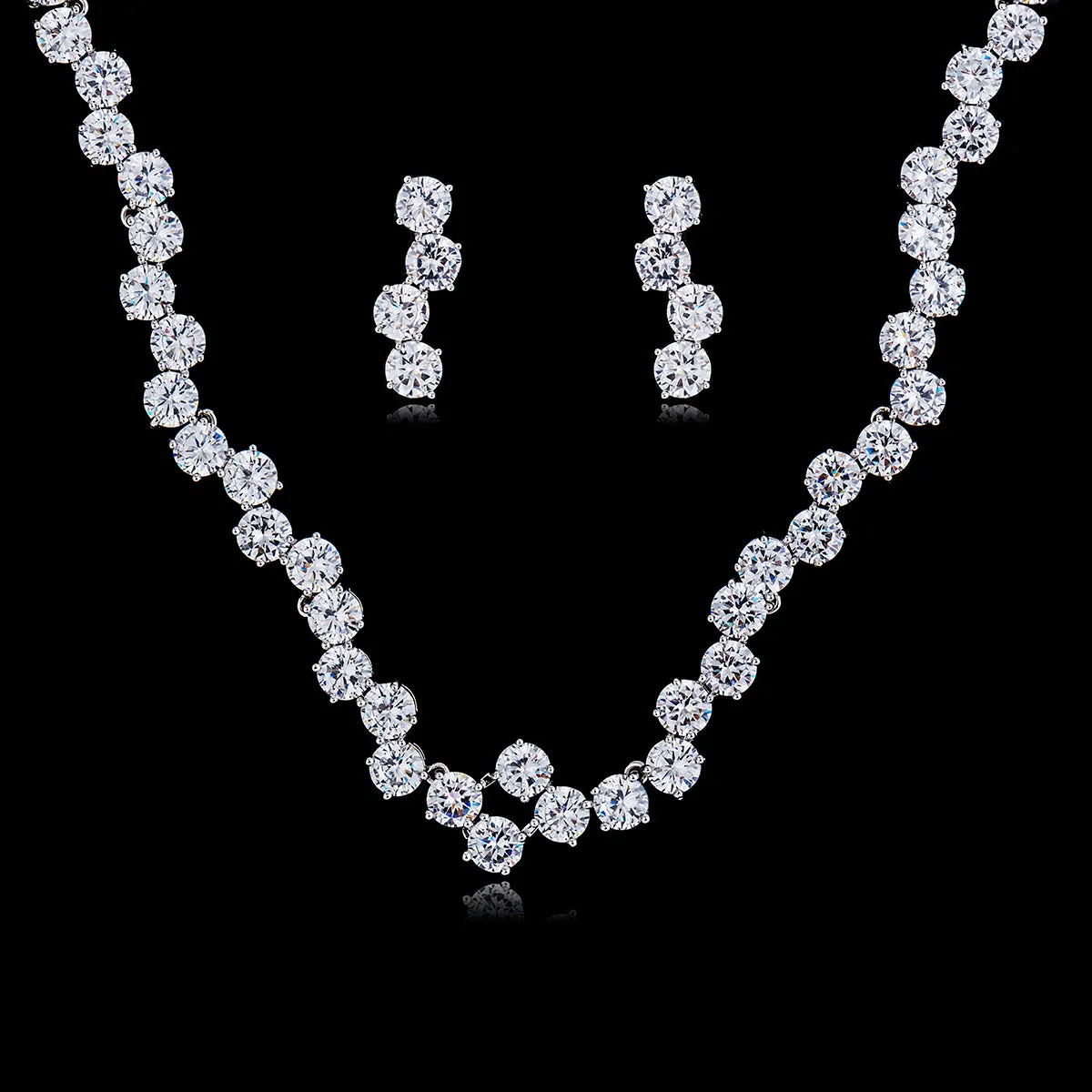 Cubic Zirconia Wedding Necklace Set, Bridesmaid Accessories Jewelry CN10047