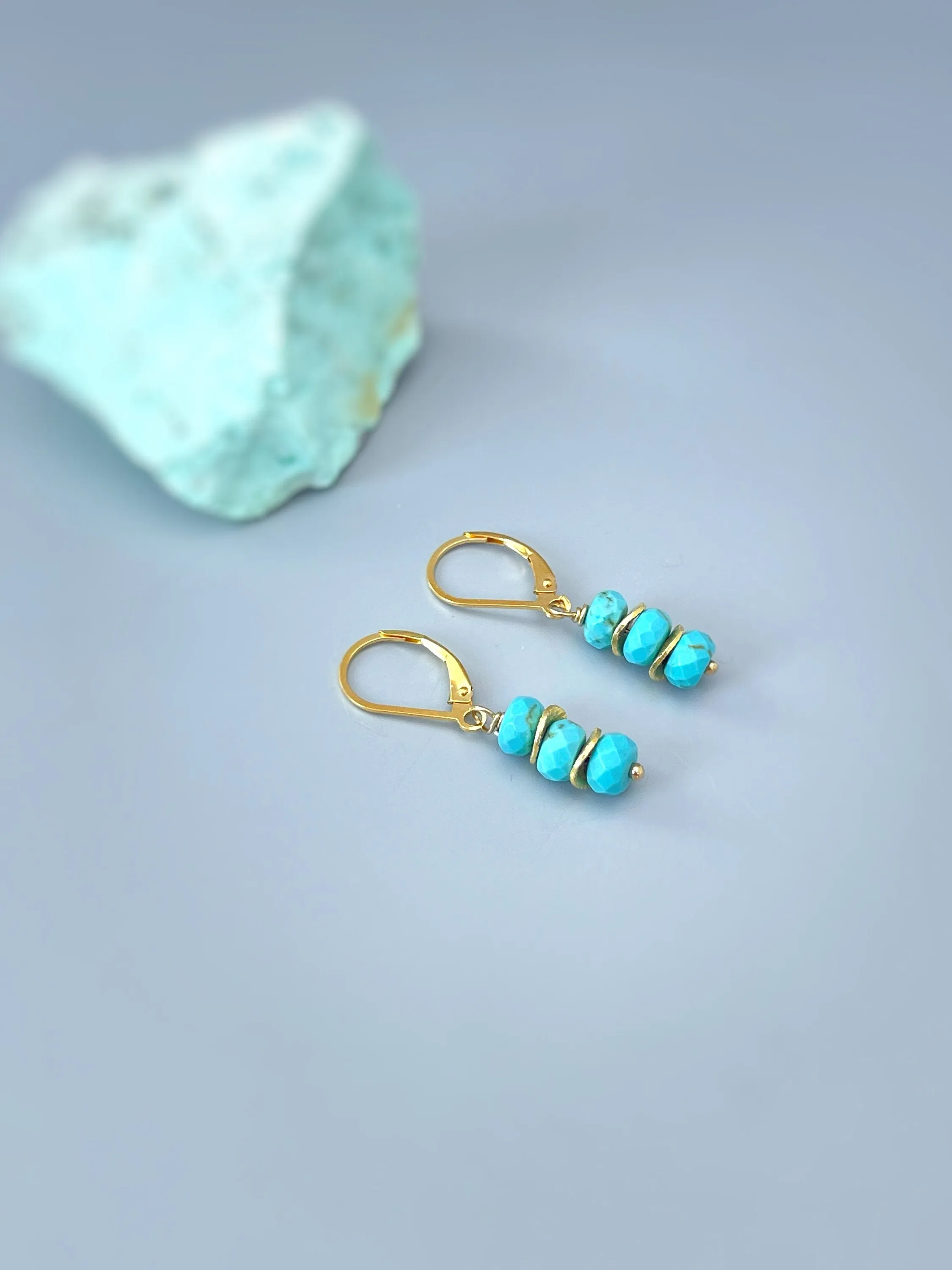 Dainty Everyday Turquoise Earrings dangle sterling silver, gold, rose gold