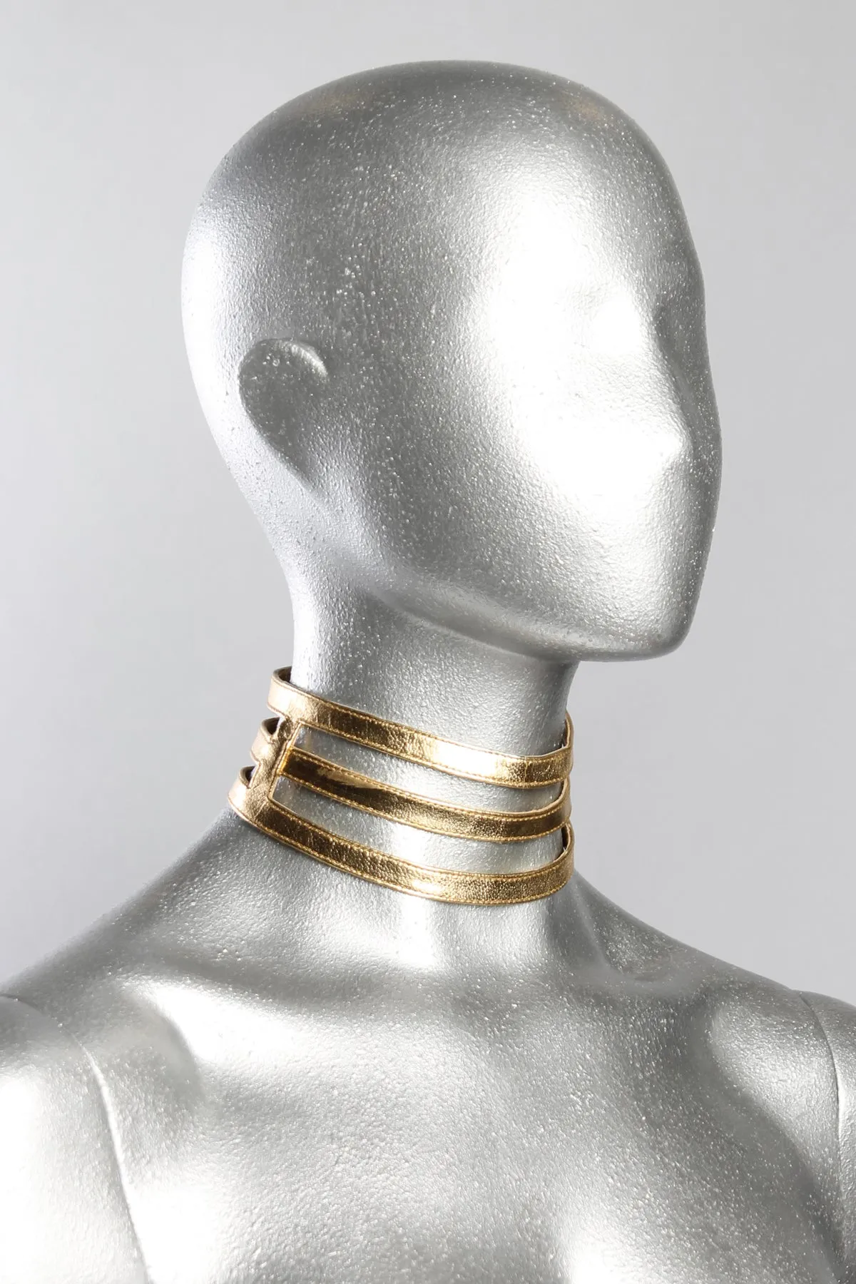 Five and Diamond Cage Collar - leather