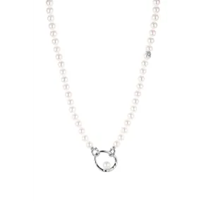 Mikimoto 18K White Gold Pearl and Diamond Necklace