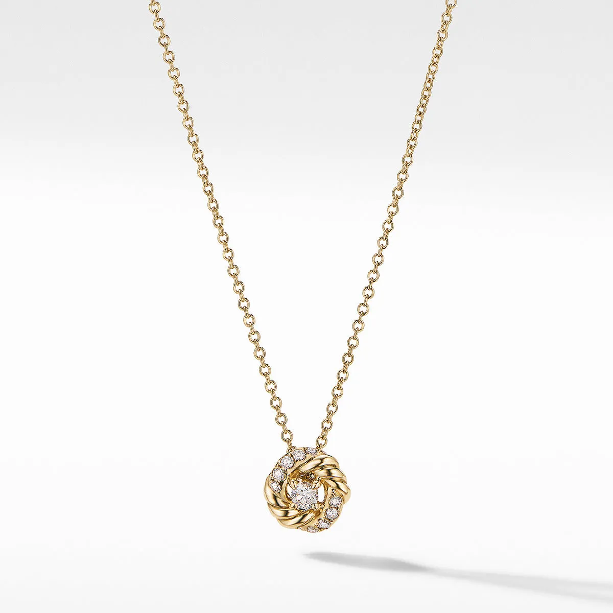 Petite Infinity Pendant Necklace in 18K Yellow Gold with Diamonds