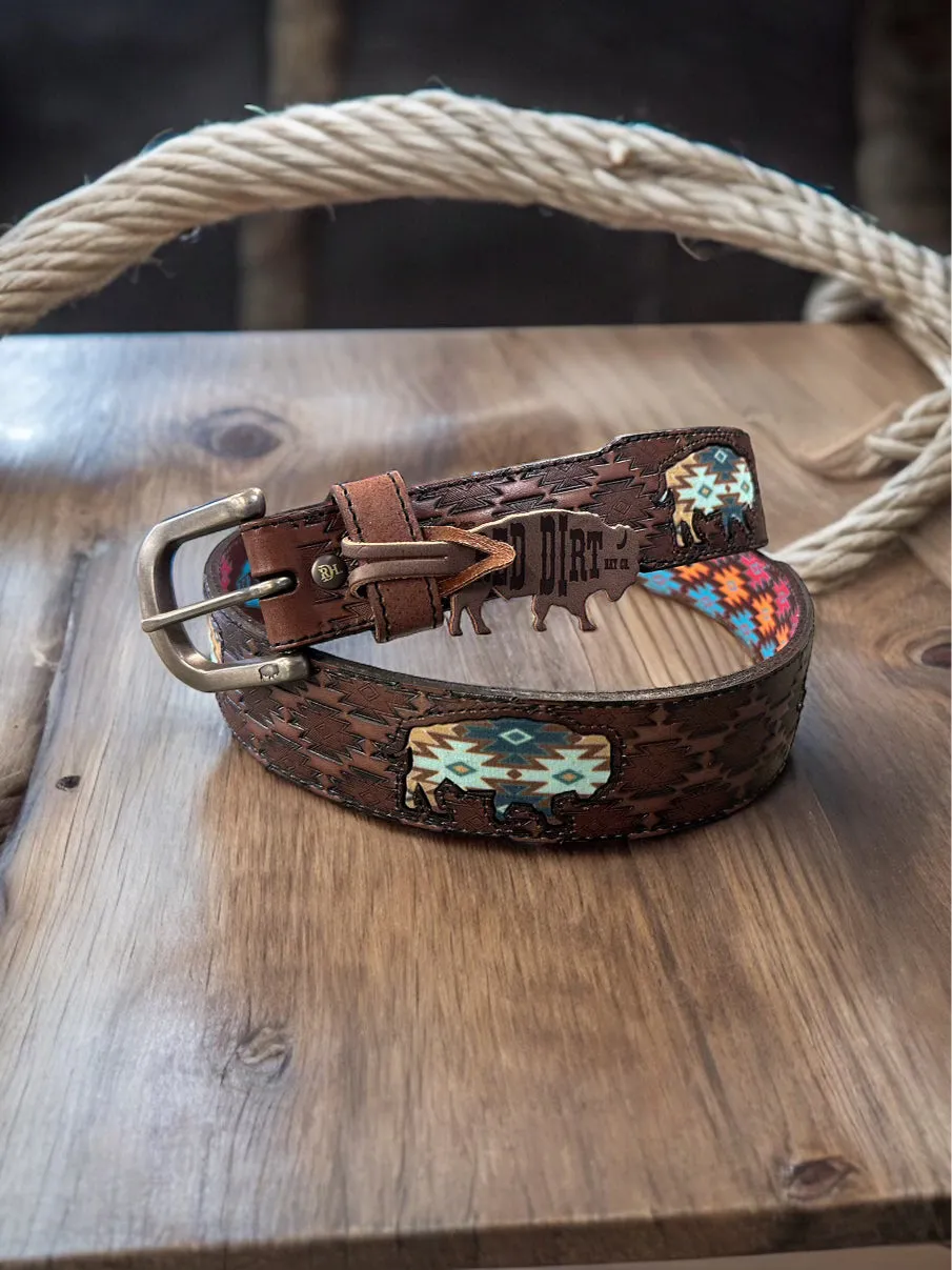 Red Dirt Hat Co. Men’s Genuine w/Southwest Buffalo Inlay Leather Belt 22227BE7