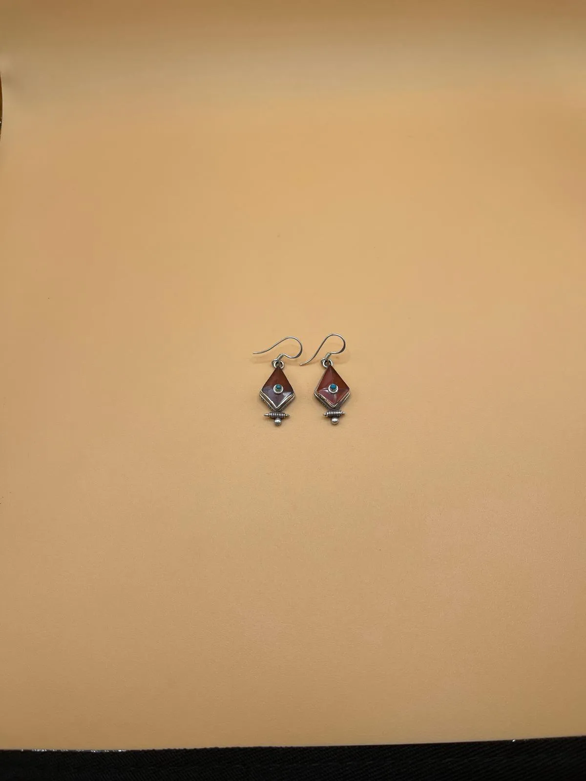 Sterling Silver Gemstone Tibetan Opal Inlay Earrings