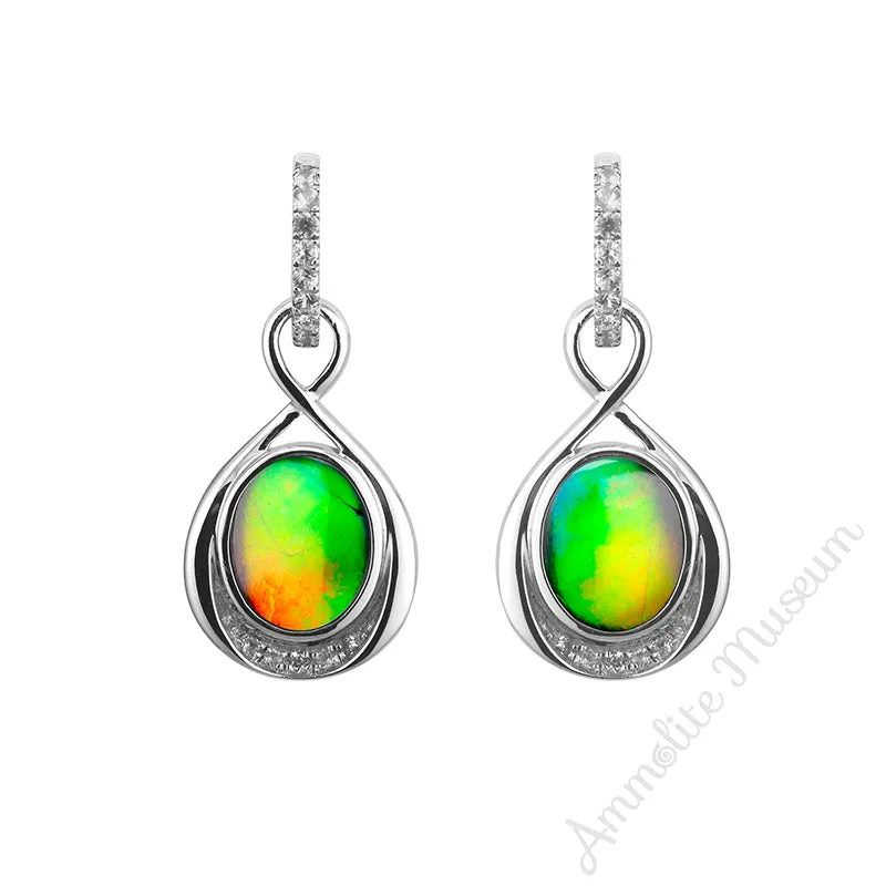Sterling Silver Teardrop Infinity Ammolite Earrings