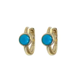 Turquoise Bezel Huggie Earrings