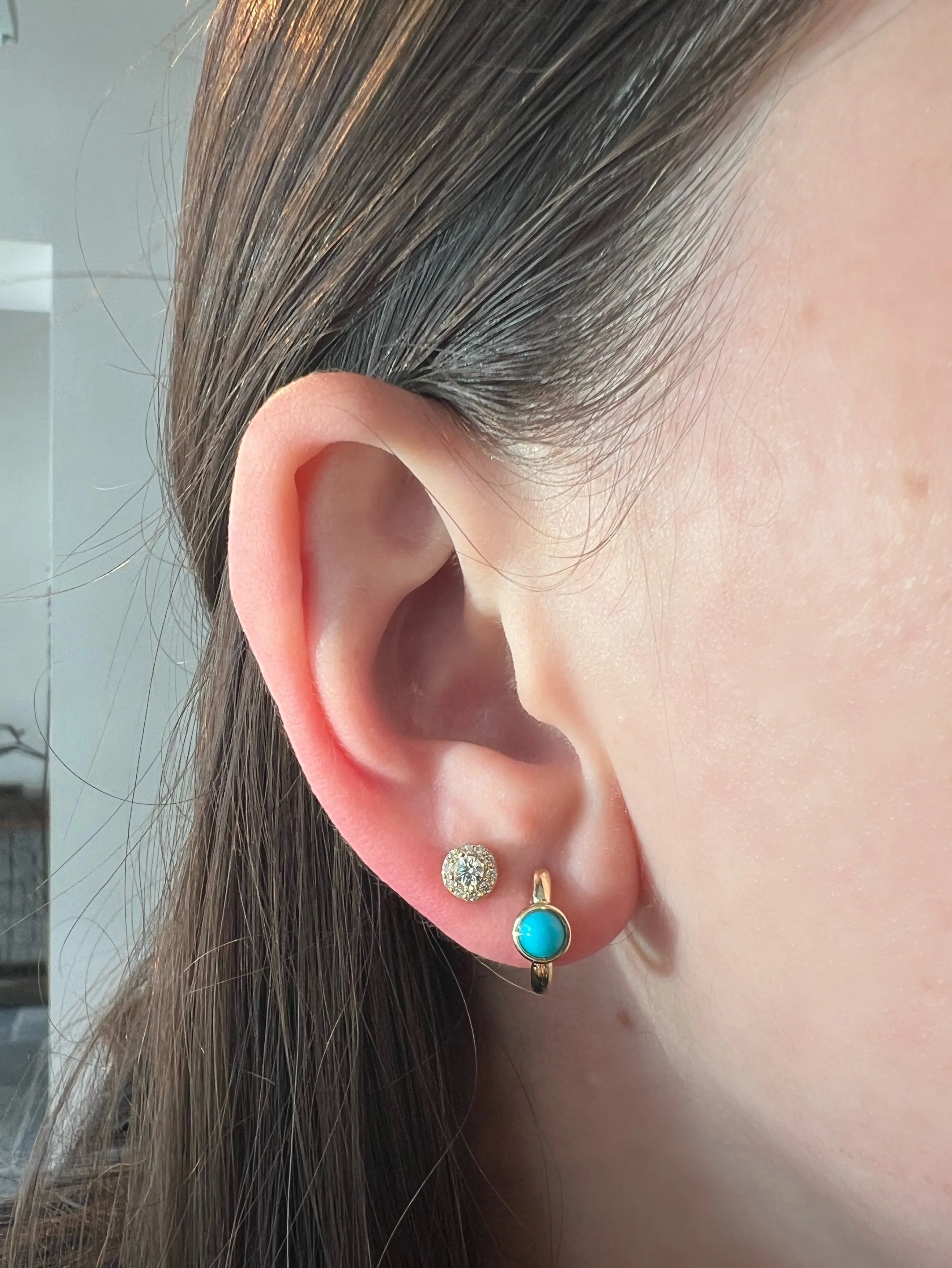 Turquoise Bezel Huggie Earrings