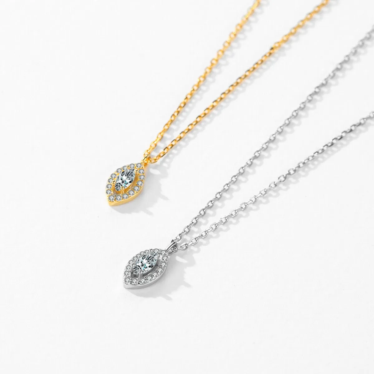 Versatile Sterling Silver Zircon Eye Necklace for Women's Fashion