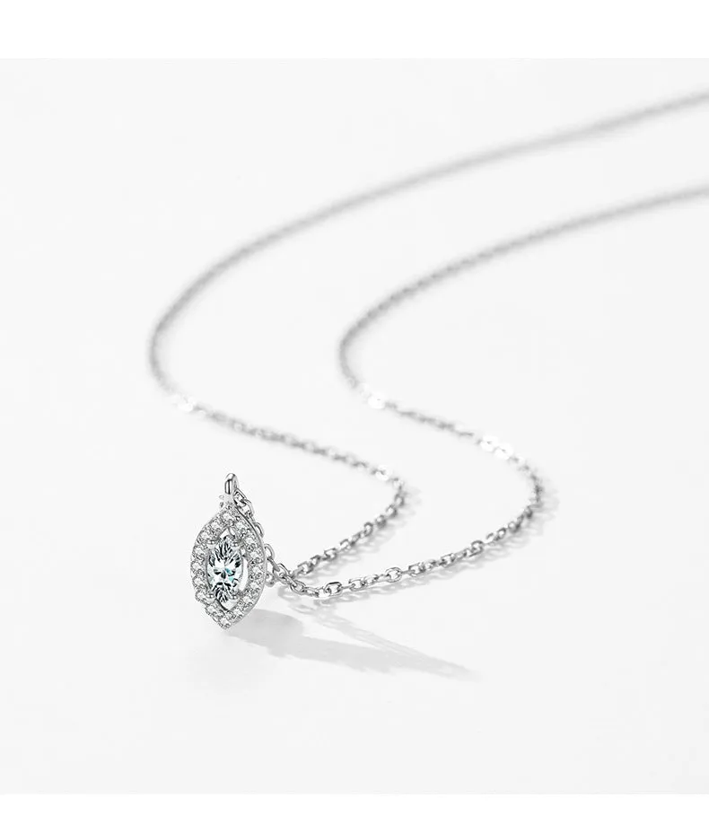 Versatile Sterling Silver Zircon Eye Necklace for Women's Fashion
